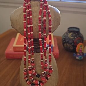 Free People Red 3 Layered Necklace